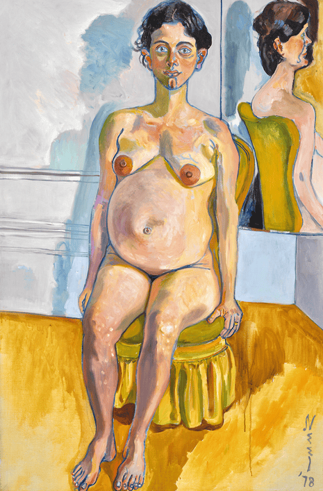 a nude painting of a pregnant woman