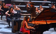 Jeneba Kanneh-Mason with Chineke! Orchestra conducted by Kalena Bovell at the Proms.Photo by Mark Allan