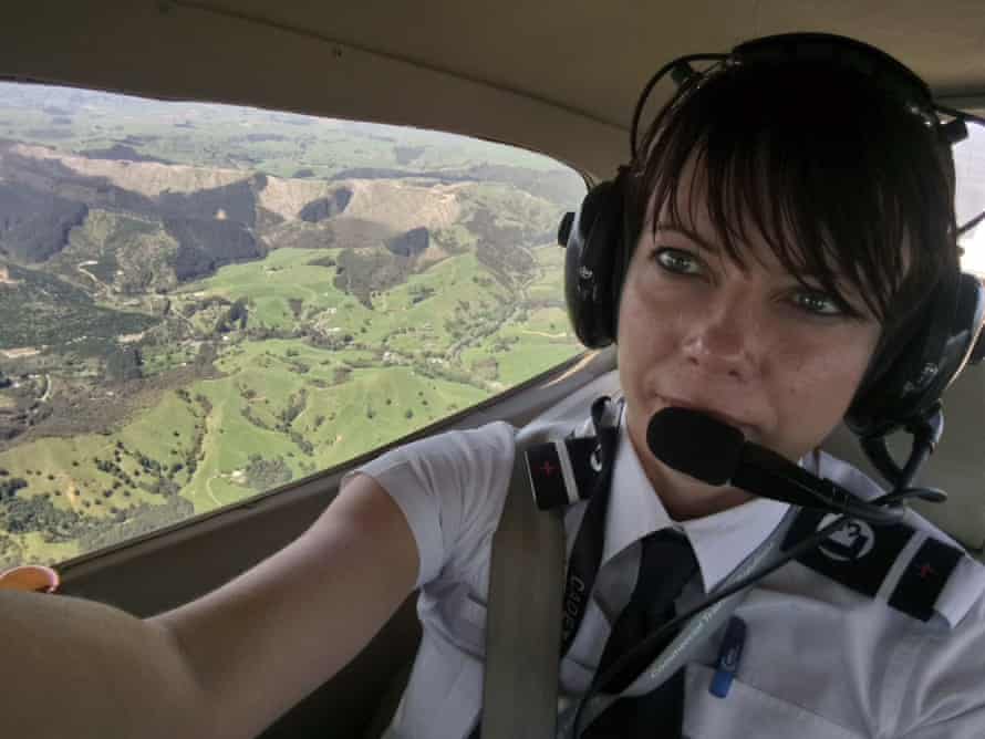 Victoria Bryan in the air over New Zealand