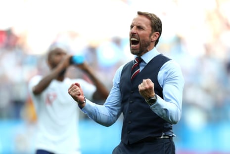 Gareth Southgate celebrates England’s 6-1 win over Panama.