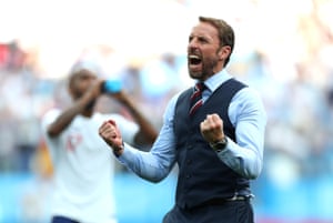 Gareth Southgate celebrates Englandâs 6-1 win over Panama.