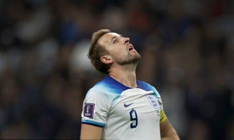 Harry Kane looks to the sky seconds before the end of England’s World Cup defeat by France.