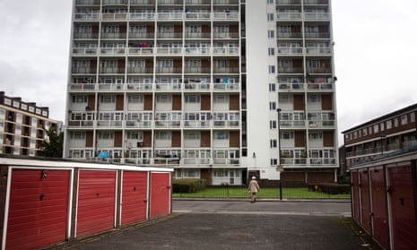 A tower block in an area of Lambeth, south London.