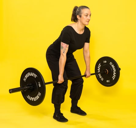 Jo Hazell-Watkins does the deadlift hinge.