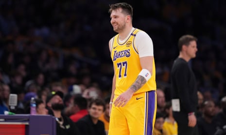 Luka Dončić shines on LA Lakers debut in blowout win over Utah Jazz | Los Angeles Lakers | The Guardian