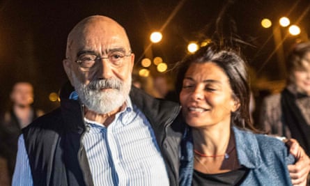 Ahmet Altan with his daughter after being released on 4 November 2019. He was rearrested on 12 November.