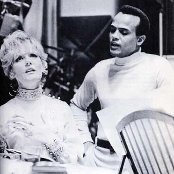 Petula Clark and Harry Belafonte in a recording studio in 1968.