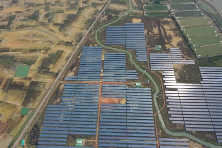 An aerial view of solar panels in Bangladesh’s coastal area.