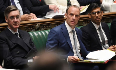 (From left) Jacob Rees-Mogg during his time as a minister alongside Dominic Raab and Rishi Sunak
