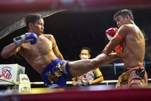 Rueso, ThailandMuay Thai fighters competing in a match in southern province of Narathiwat