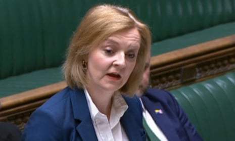 Liz Truss making a statement on the Northern Ireland protocol in the Commons.