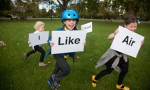 Children campaigning for more fresh air in Hackney, east London. 