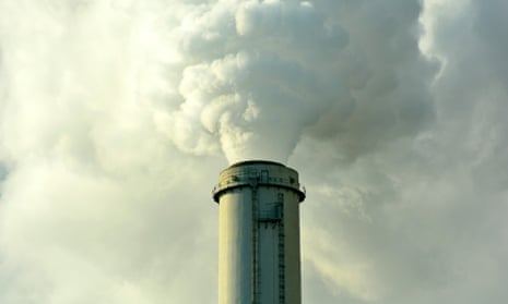 Coal Fossil Fuel Power Plant Smokestack Emits Carbon Dioxide