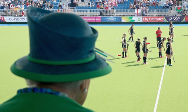 The Queen watches hockey at the 2014 Commonwealth Games in Glasgow.