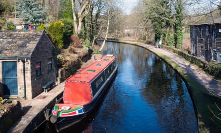 Narrowboat on the Huddersfield Canal,