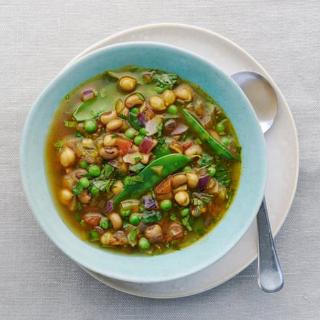 The hearty broth: Meera Sodha’s green pea, black-eyed bean and chickpea usal. 