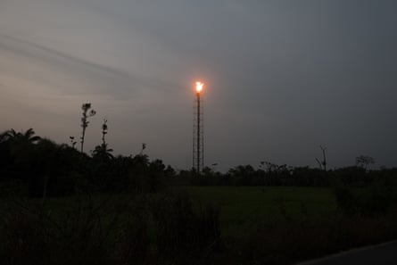 Flare from burning waste gas, Ekpetiama Kingdom, Bayelsa,Nigeria