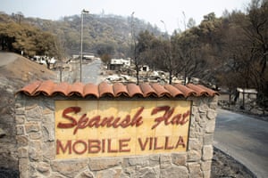 The entrace to the Spanish Flat Mobile Villa mobile home park near Lake Berryessa, California.