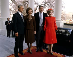 Nancy and Ronald Reagan, right, with the Carters in 1981