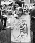 A woman with a poster