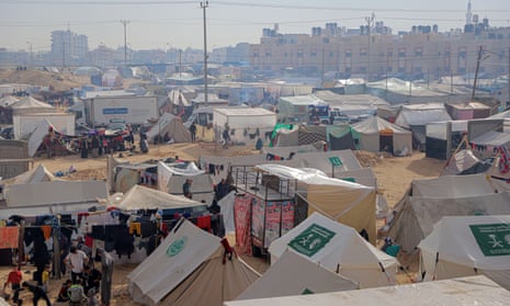 Temporary shelters for displaced people in Rafah, Gaza, on 8 December 2023. 