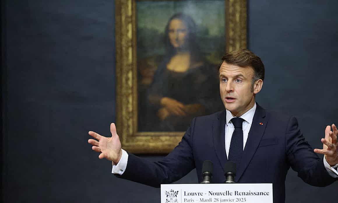 French president Emmanuel Macron at the Louvre, Paris