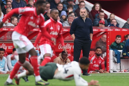 Ange Postecoglou looks on as Chelsea defeat Nottingham Forest in the coach’s last game in charge of the Premier League club