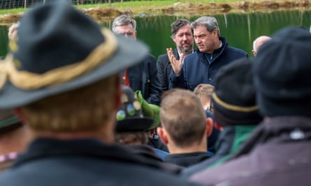 Bavaria’s governor, Markus Söder attends a farmers’ meeting in Oberaudorf, Germany