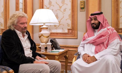 Sir Richard Branson meets the Saudi crown prince, Mohammed bin Salman, in Riyadh last year.