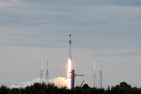 a rocket lifts off