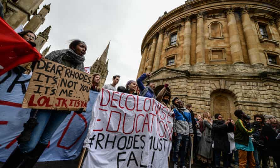 Protesters outside All Souls College, home of the Codrington library.