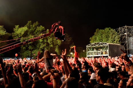 Crowds dance to Manu Chao at Exit festival in 2015.