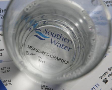 An image a water bill from Southern Water under a glass