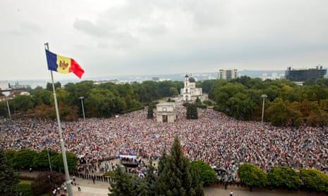An anti-government rally in Chisinau, Moldova, in 2015.
