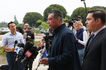 Alex Padilla speaks to reporters after he was forcibly removed.