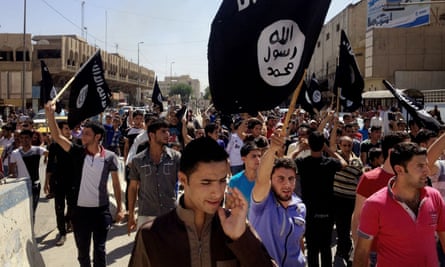 Pro-Isis demonstrators in Mosul, Iraq