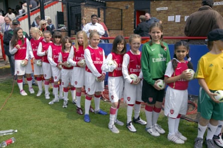 The Arsenal mascots before the second leg of the Women’s Uefa Cup final between Arsenal Women and Umeå in Borehamwood, England, in April 2007