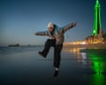 Orson, a dancer, on Blackpool beach. Photograph: Polly Braden/The Guardian