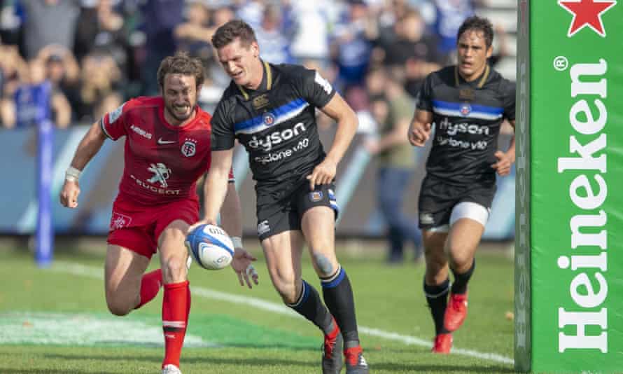 Billy’s brother Freddie Burns drops the ball when poised to score a try for Bath against Toulouse