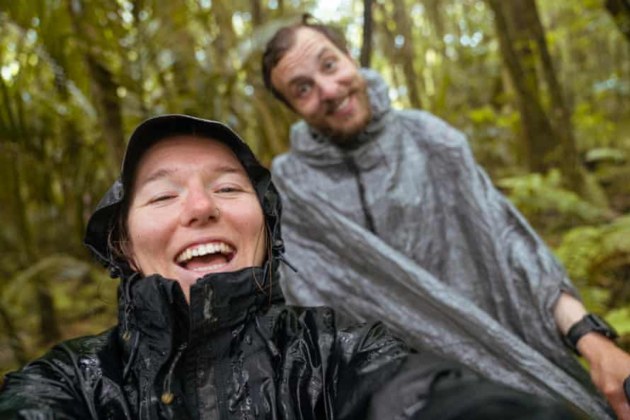 Perth based photographer Louise Coghill hiking the Te Araroa trail: 3,000km down the length of New Zealand, from Cape Reinga in the north to the southernmost point of Bluff. Selfie with Louise and Marco