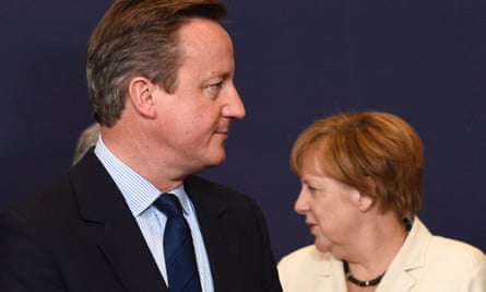 David Cameron and Angela Merkel during EU summit in Brussels.