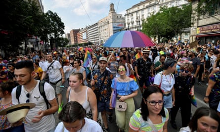 People take part in Budapest Pride