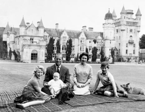 The Queen, the Duke of Edinburgh, Princess Anne, Prince Charles and baby Prince Andrew, on the lawns at Balmoral, September 1960.