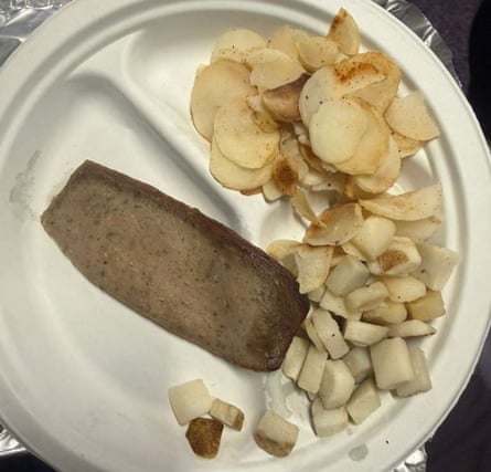 A supplied picture of food served on board the USS Abraham Lincoln on its most recent tour during the Iran war.