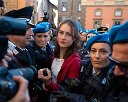 Grace Van Patten (centre) in The Twisted Tale of Amanda Knox.