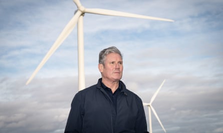 Sir Keir Starmer visits an on-shore wind farm near Grimsby in Lincolnshire