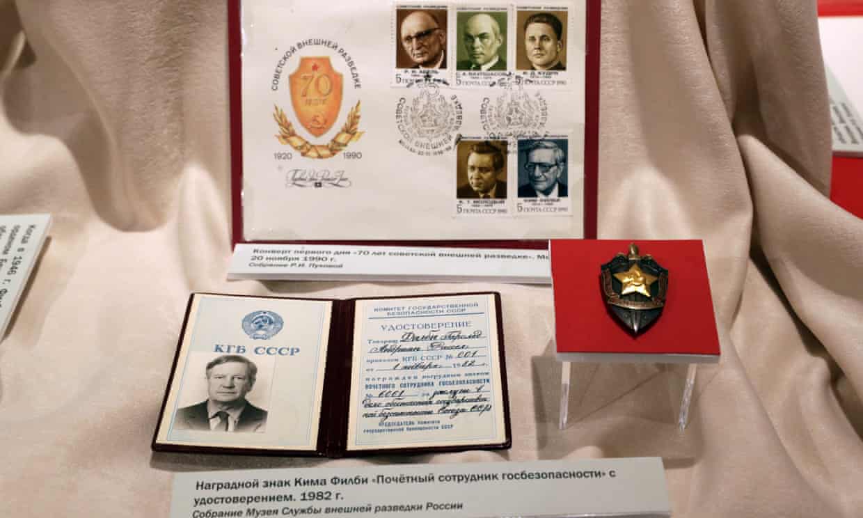 A decoration awarded by the KGB to Kim Philby for his contribution to the national security of the USSR on display as part of the exhibition. Photograph: Alexander Shalgin/TASS