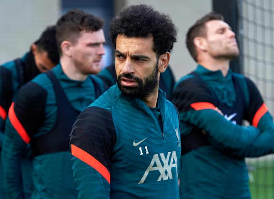Mohamed Salah back in training on Thursday.