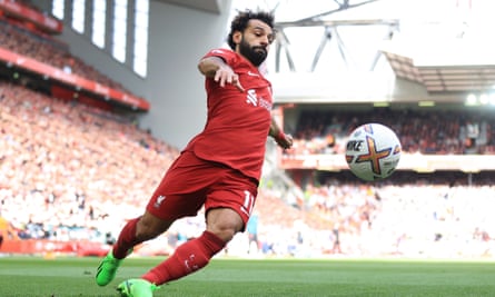 Jürgen Klopp dismisses talk of seven-year itch despite Liverpool’s shaky start | Liverpool 2 Mo Salah tries to control the ball during Liverpool's 3-3 draw with Brighton on October 1, 2022.