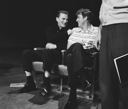 Douglas with Burt Lancaster at a rehearsal for the Academy Awards in 1959